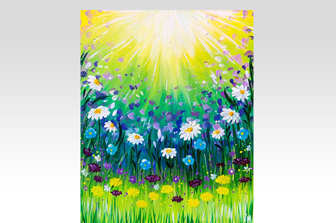 Paint Nite Spring Field Flowers [Class in San Francisco] Yaymaker